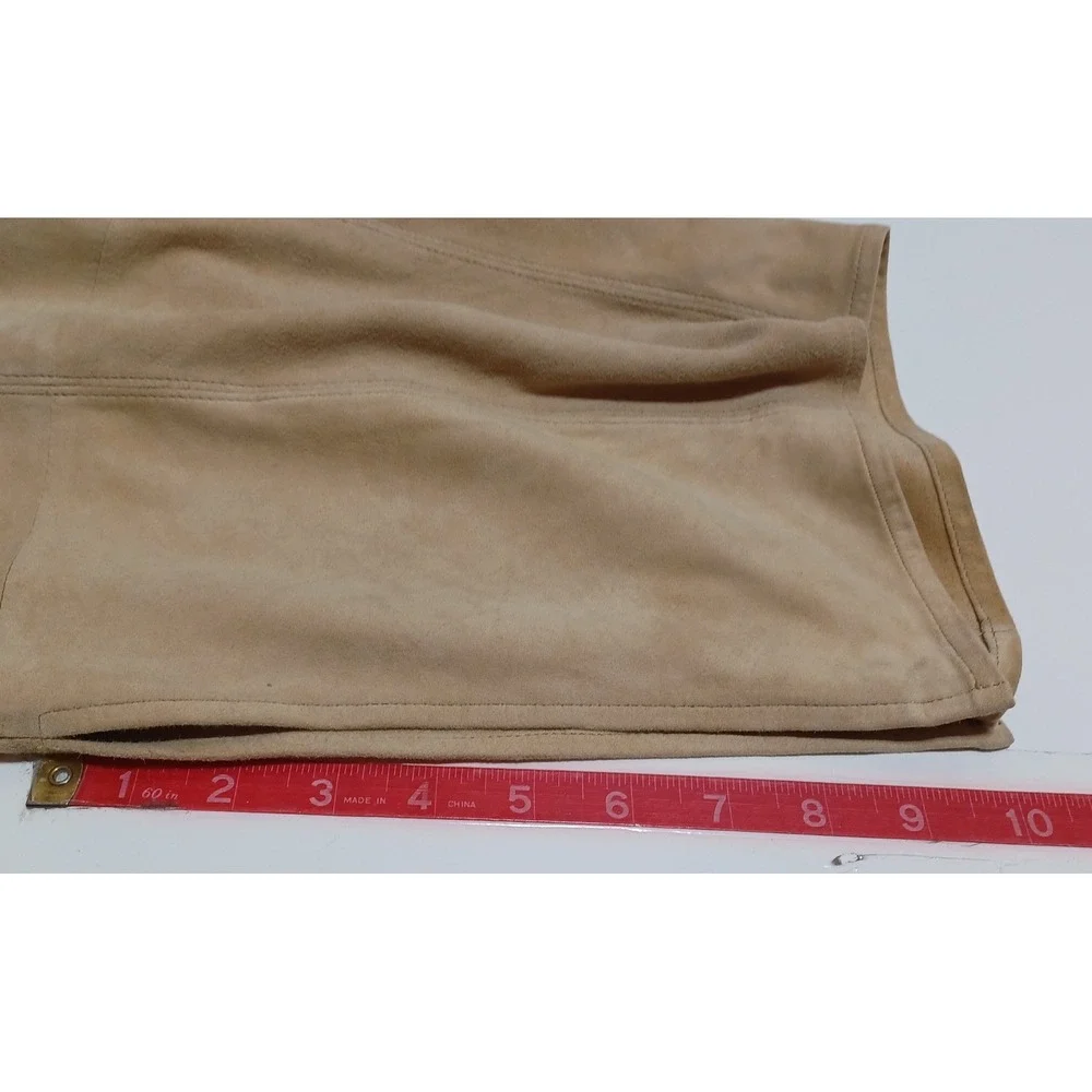 AS by DF Womens S Tan Suede Leather Midi Skirt Paperbag Waist Western Boho Luxe
